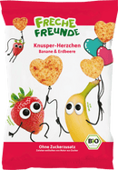 Freche Freunde Kindersnack Knapperige hartjes Banaan & Aardbei, vanaf 1 jaar, 30 g