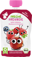 Freche Freunde Baby Meal Squeeze Bags 12+ Months Pomme, Fraise, Myrtille &amp; Framboise, 100 g