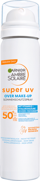 Garnier Ambre Solaire Zonnenspray voor het gezicht over make-up heen, super UV, SPF 50+, 75 ml