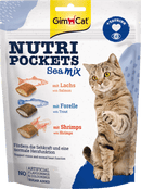 GIMCAT Snack pour chat, Nutri Pockets Sea mix avec Saumon, Truite &amp; Crevette, 150 g