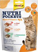 GimCat Kattensnacks met rundvlees, zalm en kattenkruid, Nutri Pockets mout-vitaminemix, 150 g