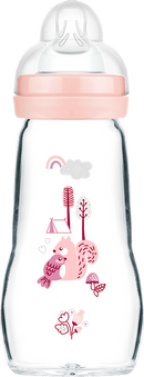 mam Glazen babyfles Feel Good mat, roze, vanaf de geboorte, 260 ml, 1 stuk