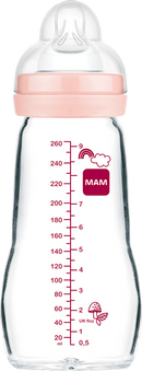 mam Glazen babyfles Feel Good mat, roze, vanaf de geboorte, 260 ml, 1 stuk