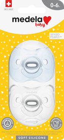 Medela Sucette Soft Silicone, bleu clair/uni, 0-6 mois, 2 pièces
