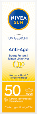 NIVEA SUN Crème Solaire Visage, Anti-Âge, SPF50, 50 ml