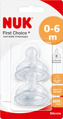 NUK Drinkzuigertjes First Choice+ siliconen, 0-6 maanden, maat S (thee), 2 stuks