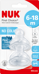 NUK Drinkzuigertjes First Choice+ siliconen 6-18 maanden, 2 stuks