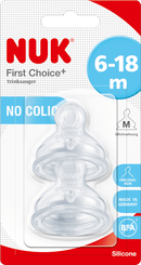 NUK Drinkzuigertjes First Choice+ siliconen, maat M (melk), 6-18 maanden, 2 stuks
