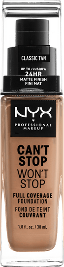 NYX PROFESSIONAL MAKEUP Fond de teint Can't Stop Won't Stop 24-Hour Classic Tan 12, 30 ml