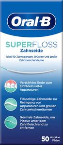 Oral-B Fil dentaire Superfloss ciré, 50 pièces.