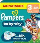 Couches Pampers Baby Dry taille 3 (6-10 kg) Édition limitée Paw Patrol, boîte mensuelle, 234 pièces.