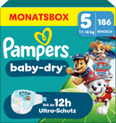 Couches Pampers Baby Dry taille 5 (11-16 kg) Édition limitée Paw Patrol, boîte mensuelle, 186 pièces.