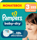 Pampers baby-dry Luiers maat 3 Midi (6-10 kg) maandbox, 222 stuks