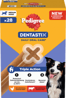 Pedigree Kauwsnack voor honden, tandverzorging DentaStix voor middelgrote honden, multipack (28 stuks), 720 g
