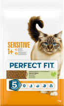 PERFECT FIT Droogvoer voor katten met een gevoelige maag 1+ met kalkoen, Adult, 7 kg