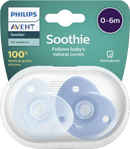 PHILIPS AVENT Fopspeen Soothie siliconen, blauw, 0-6 maanden, 2 stuks