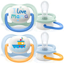 PHILIPS AVENT Fopspeen ultra air happy siliconen, blauw/geel, 0-6 maanden, 2 stuks