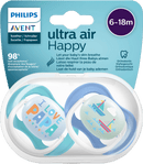 Philips AVENT Sucette ultra air silicone, bleu/blanc, 6-18 mois, 2 pièces