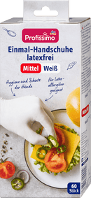 Profissimo Wegwerphandschoenen, latexvrij, wit, maat medium, 60 stuks
