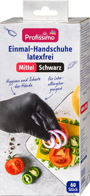Profissimo Gants jetables sans latex Noir Moyen, 60 pcs.