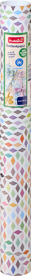 Papier cadeau Profissimo naturel « Points colorés », rouleau court, 3 m