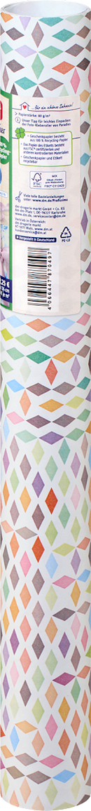 Papier cadeau Profissimo naturel « Points colorés », rouleau court, 3 m