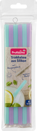 Pailles en silicone Profissimo, 6 pièces