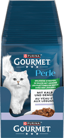 Purina Gourmet Nourriture humide pour chats, Pearl Exquisite Strips au veau et aux légumes, 85 g