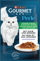 Purina Gourmet Nourriture humide pour chats, Pearl Exquisite Strips au veau et aux légumes, 85 g
