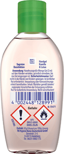 Gel désinfectant pour les mains Sagrotan Camomille et Lotus, format voyage, 50 ml