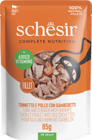 Schesir Natvoer voor katten met tonijn, kip en garnalen, 85 g