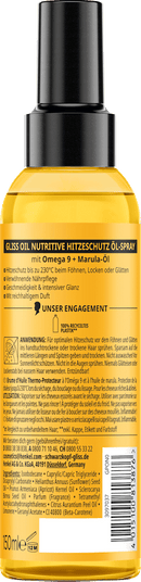 Huile de protection thermique Schwarzkopf GLISS, 150 ml