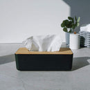 Soapland Boîte à mouchoirs en plastique avec couvercle en bambou noir, 1 pc.