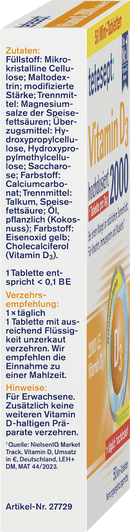 tetesept Vitamine D3 2000 I.E. tabletten 50 stuks, 15,3 g