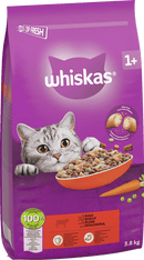 Croquettes Whiskas au bœuf pour chats adultes de 1 an et plus, 3,8 kg