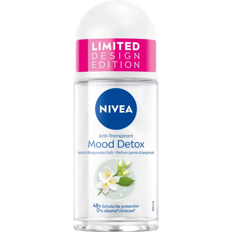 NIVEA Antiperspirant Deo Roll-on Mood Detox met Jasmijn & Bergamotgeur, 50 ml