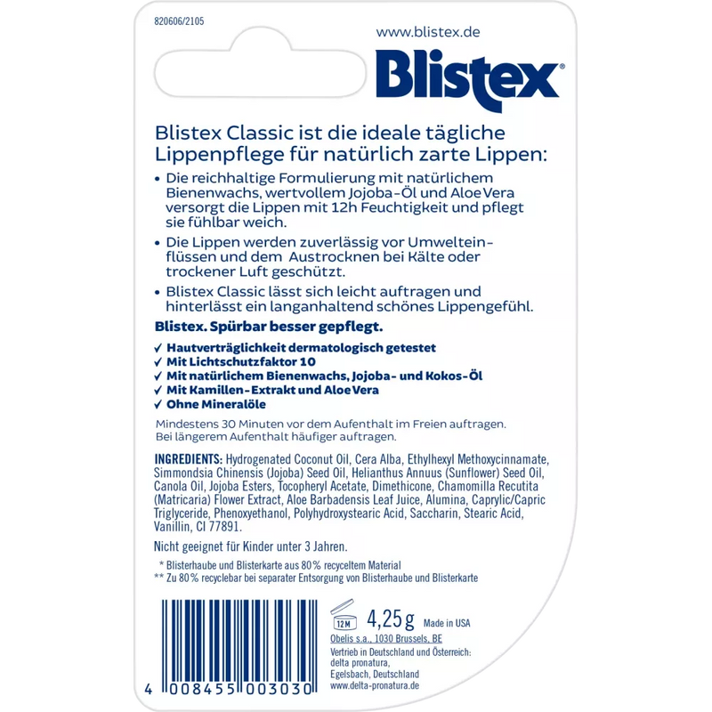 Blistex Lippenbalsem Classic, 4,25 g