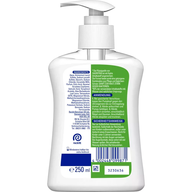 Sagrotan Vloeibare zeep zacht voor de huid Aloë Vera, 250 ml