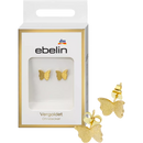 ebelin Vlindervormige oorstekers / vergulde fantasiejuwelen, 2 stuks.