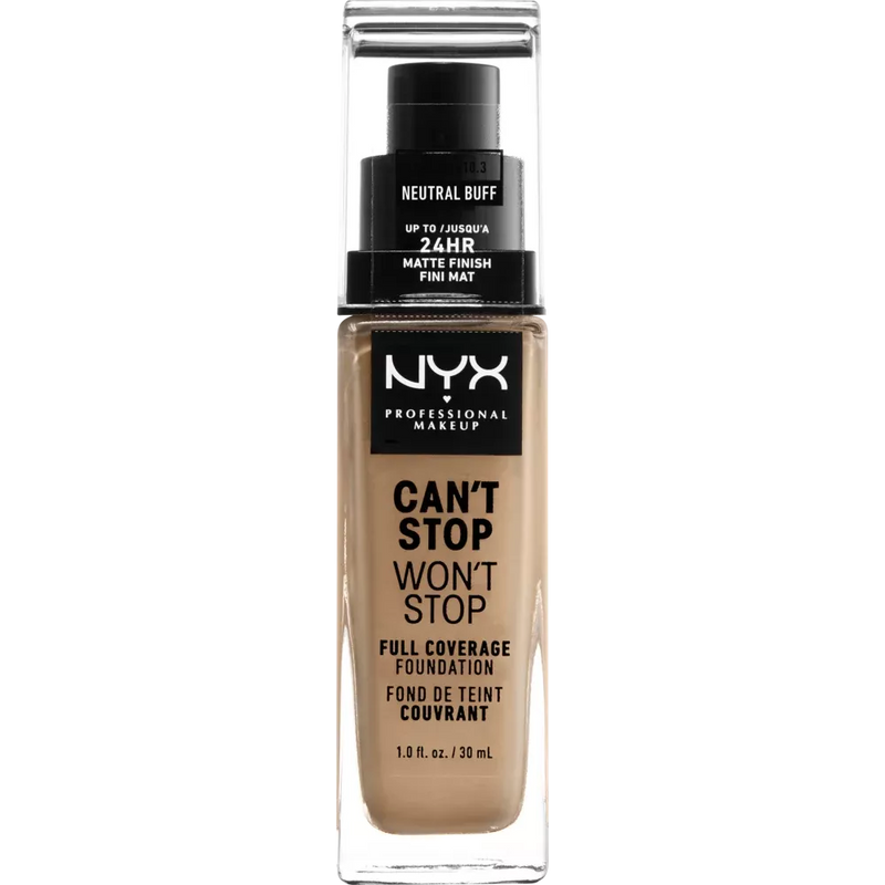 NYX PROFESSIONAL MAKEUP Foundation Can't Stop Won't Stop 24-uurs neutrale buff 10.3, 30 ml