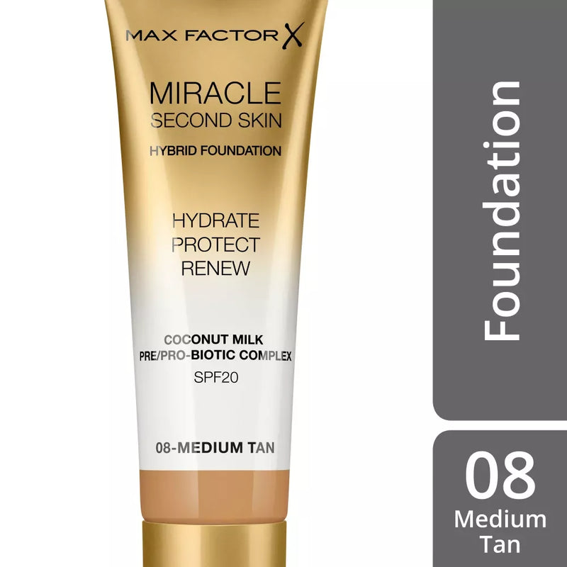 MAX FACTOR Make-up Miracle Second Skin Medium Tan 08, SPF 20, 30 ml