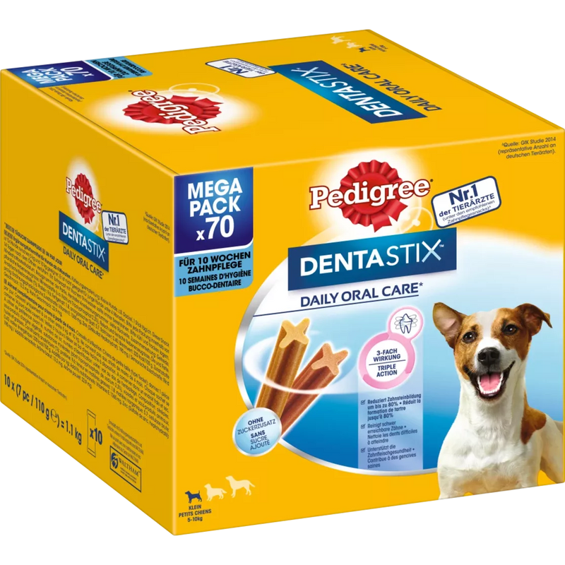 Pedigree Hondenkauw DentaStix voor kleine honden, multipack (10x7 stuks), 1,1 kg