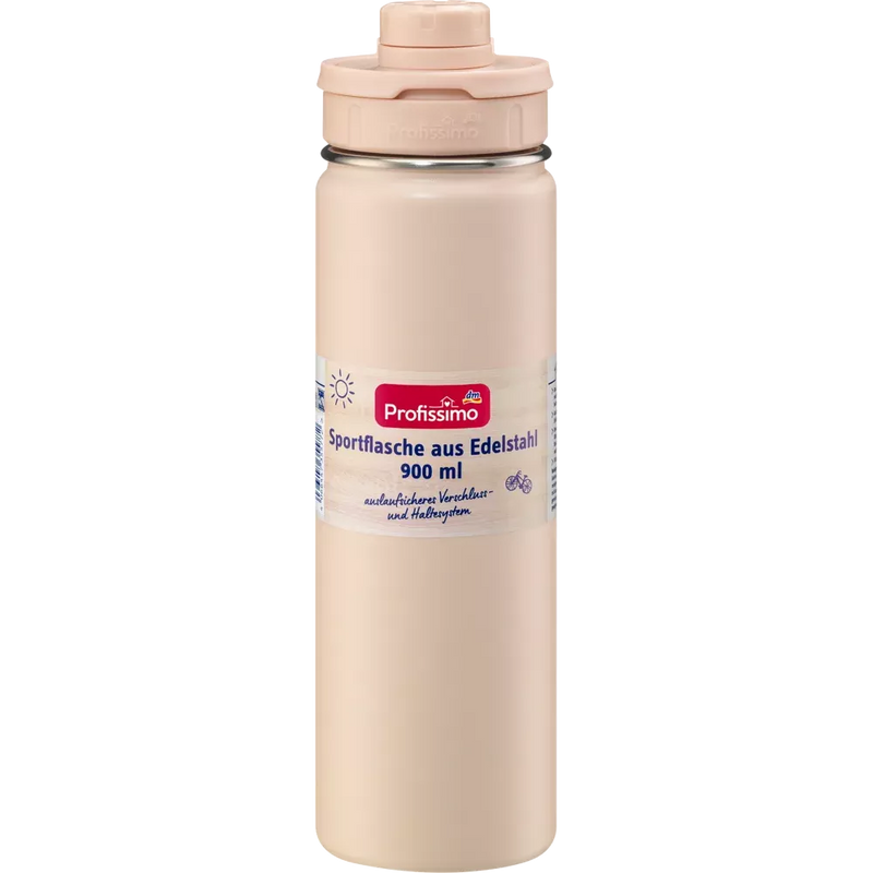 Profissimo Roestvrijstalen sportfles crème, 900 ml