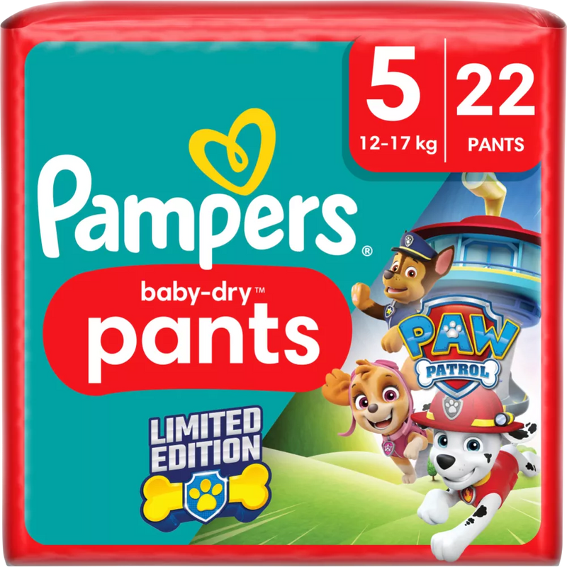 Pampers Baby Broekjes Baby Dry maat 5 Junior (12-17 kg) Limited Edition Paw Patrol, 22 stuks.