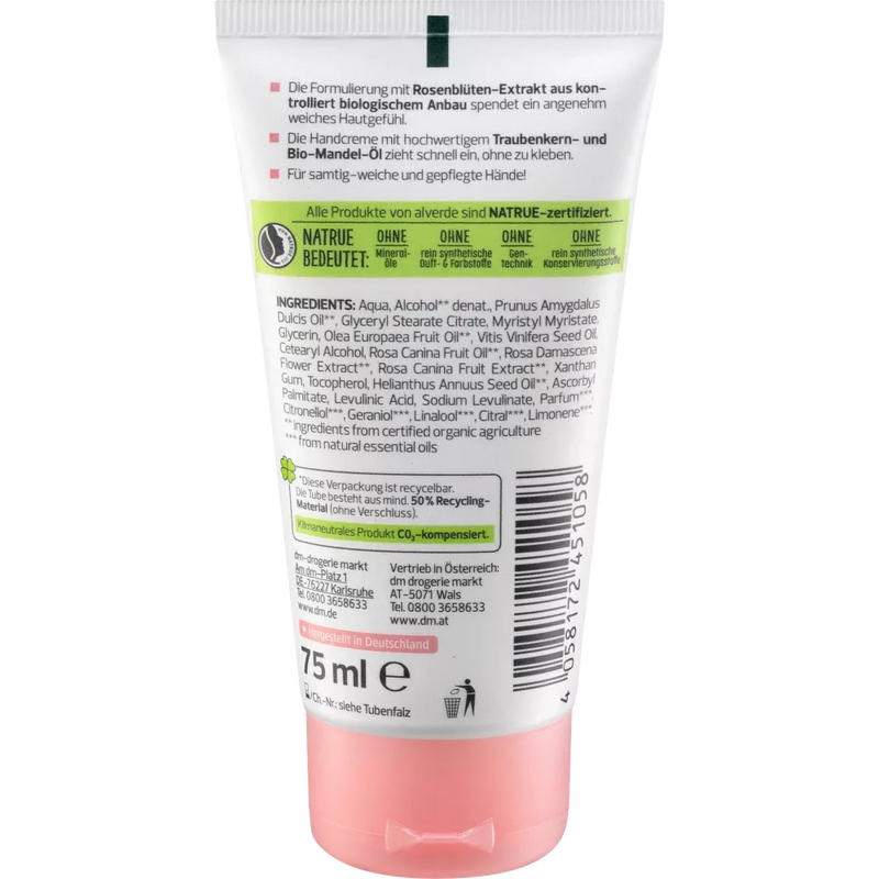 alverde NATURKOSMETIK Biologische Rozen Handcrème, 75 ml