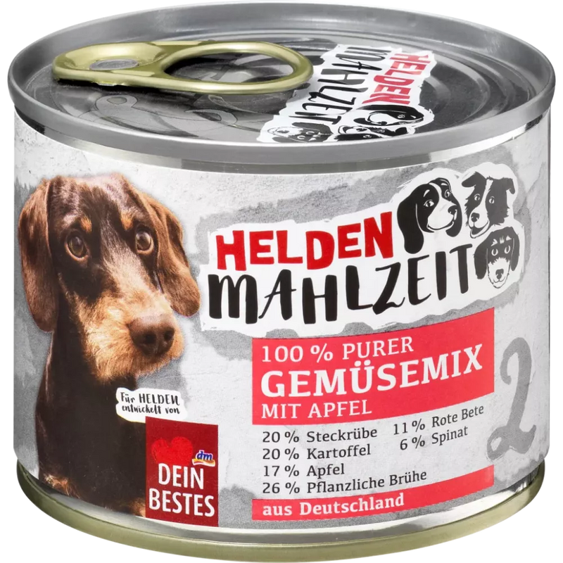 Dein Bestes Honden Natvoer, Heldenmahlzeit, 100 % Puur Groentenmix met Appel, 175 g