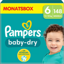Couches Pampers Baby Dry Gr.6 Extra Large (13-18 kg), boîte mensuelle, 148 pièces.