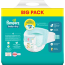 Couches Pampers Baby Dry Gr.4+ Maxi Plus (10-15 kg), paquet en vrac, 62 pièces.