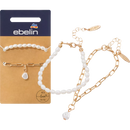 Bracelet ebelin couleur or avec perles, 2 pièces.