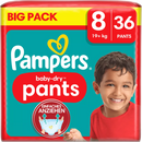 Pampers Baby Pants Baby Dry Gr.8 Extra Large (19+ kg), paquet en vrac, 36 pièces.